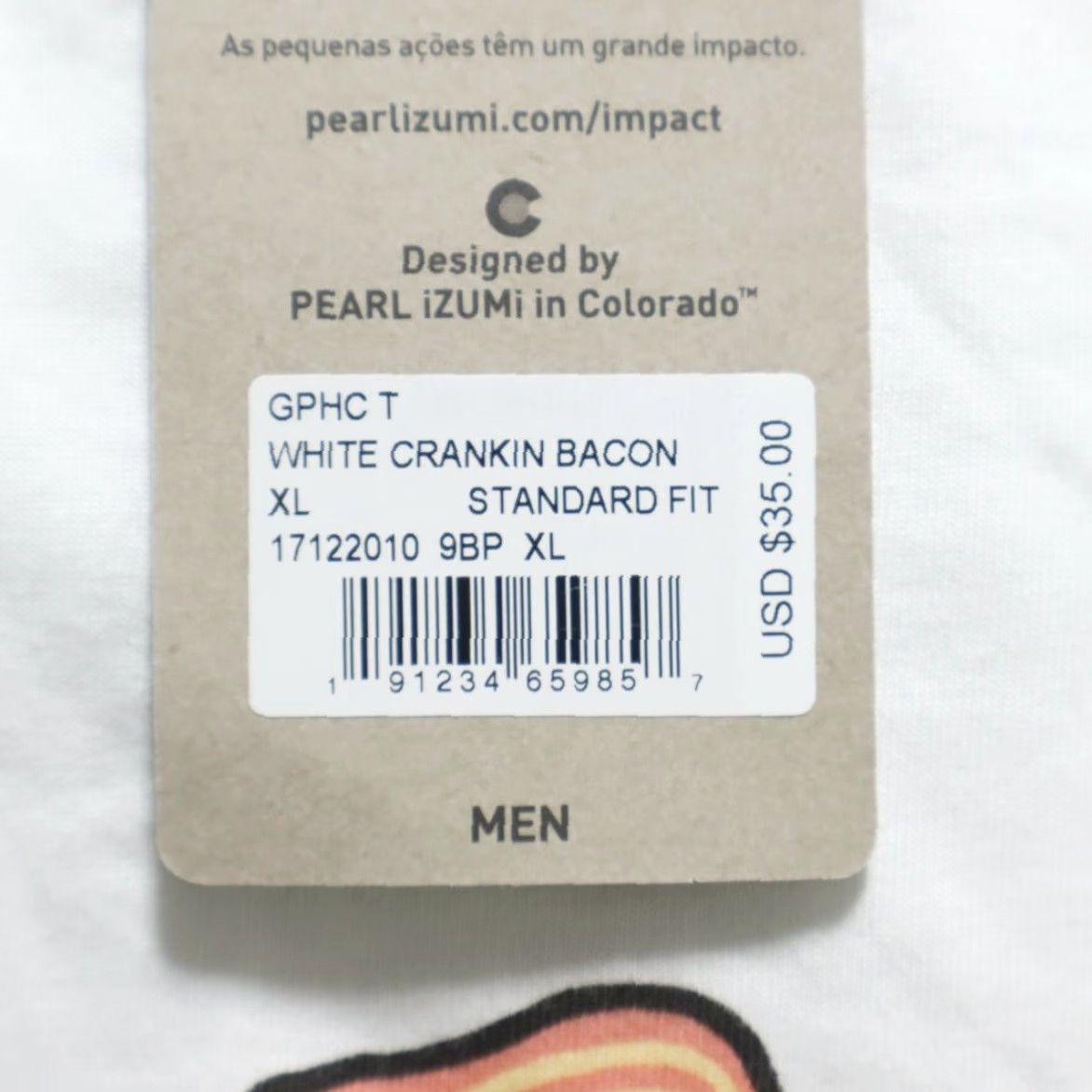 PEARL iZUMi Pearl Izumi Crankin Bacon Solid T-Shirt White Men's XL Shirt Mens XL White Pear Izumi Crankin Bacon Shirt White XL Size US XL / EU 56 / 4 - 6 Thumbnail