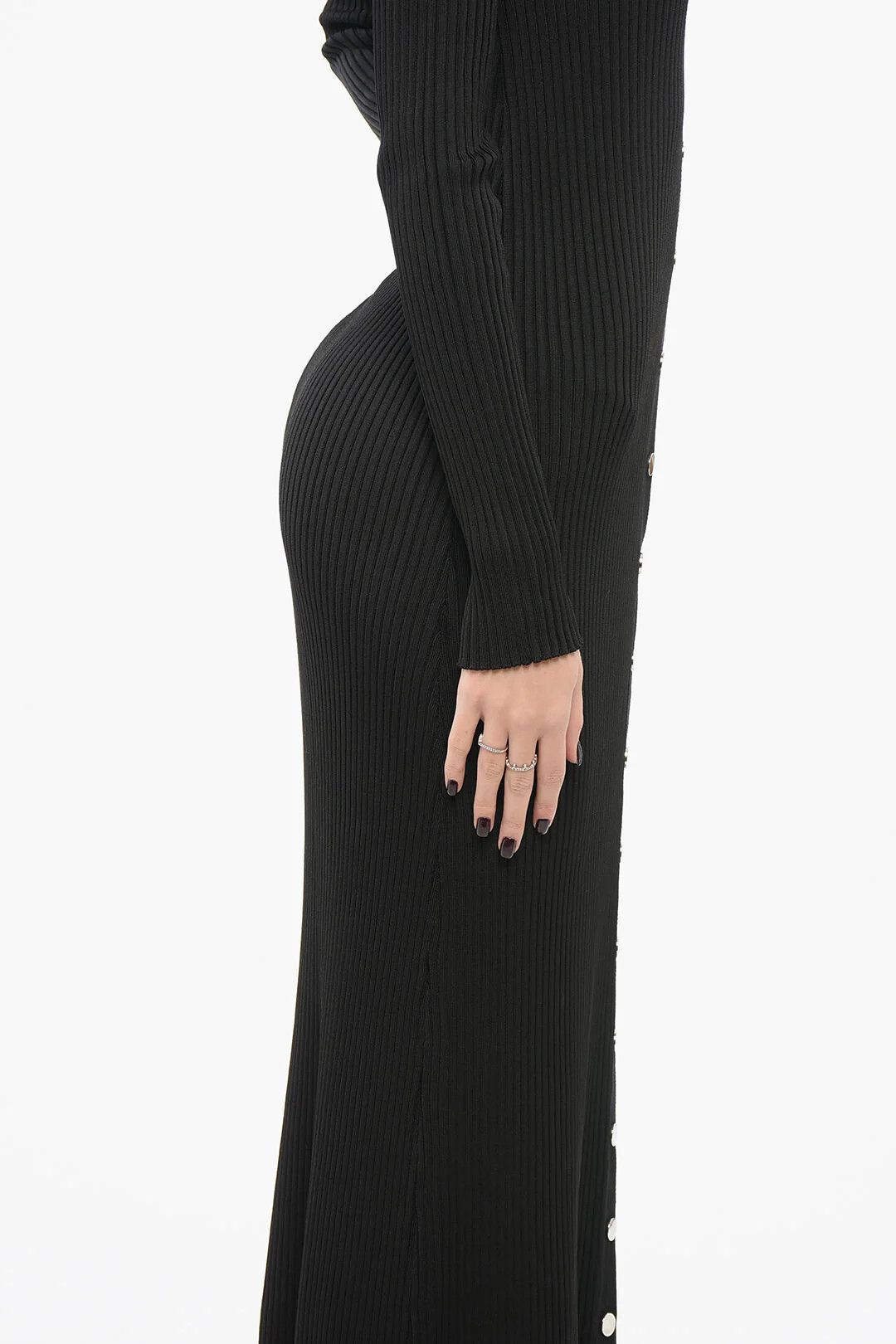 The Attico og1mm0426 Ribbed Cardigan Dress in Black Size S / US 4 / IT 40 - 3 Thumbnail