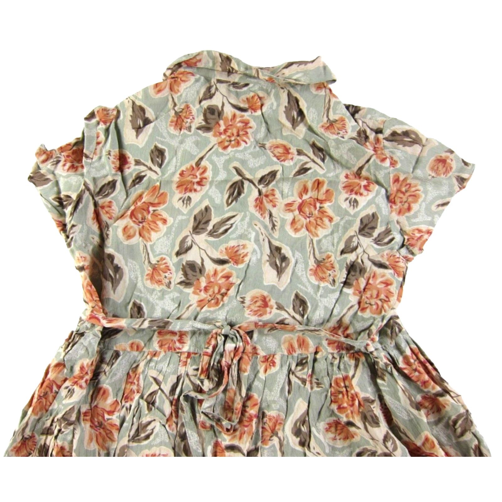 Pinko VINTAGE ZOFUS Dress Short Sleeve Button Up Floral Shirt Green S Women Size 28" / US 6 / IT 42 - 5 Thumbnail