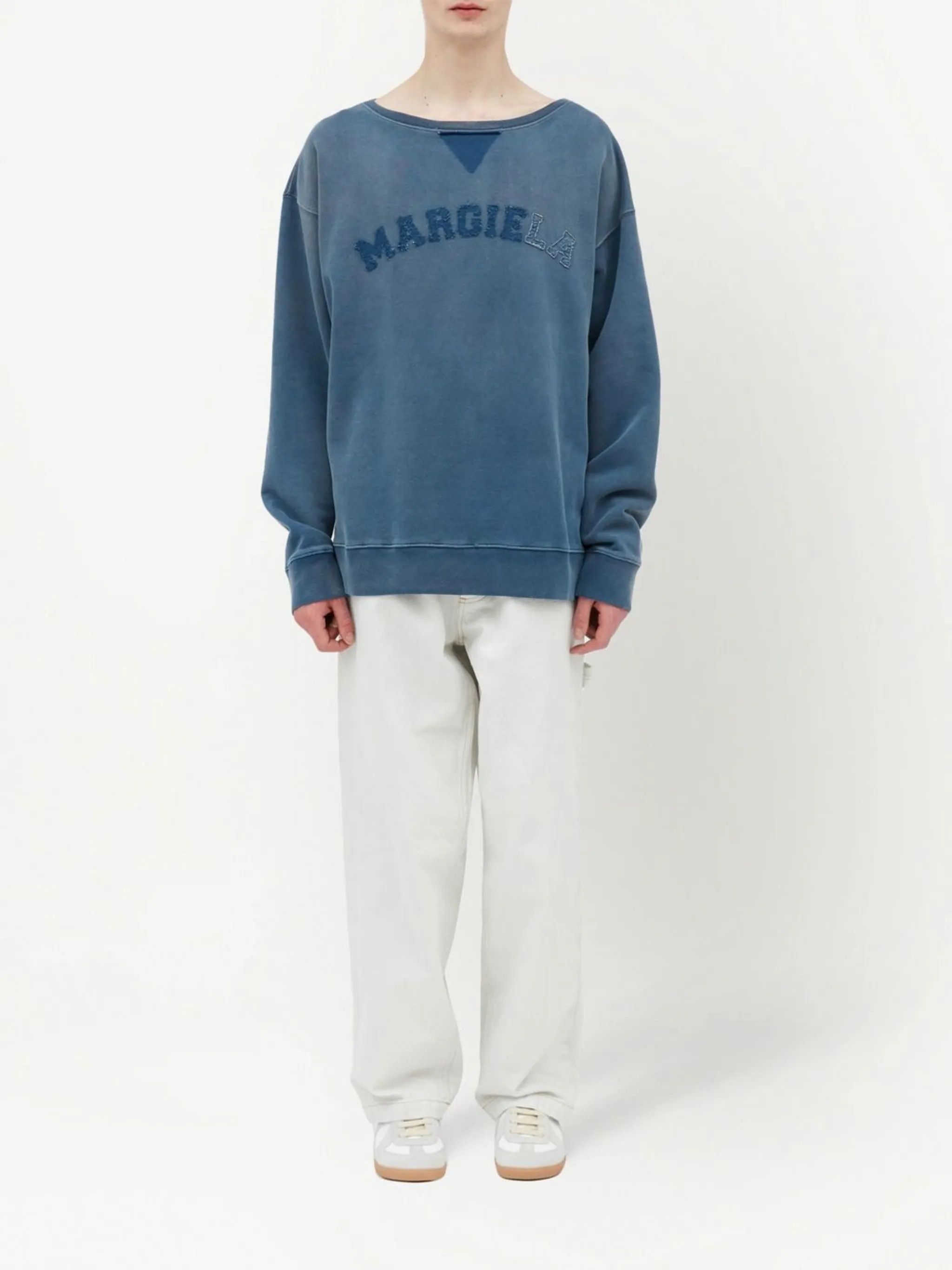 Maison Margiela oc11z0825 Logo-print Organic Cotton Sweatshirt in Blue Size M / US 6-8 / IT 42-44 - 2 Thumbnail