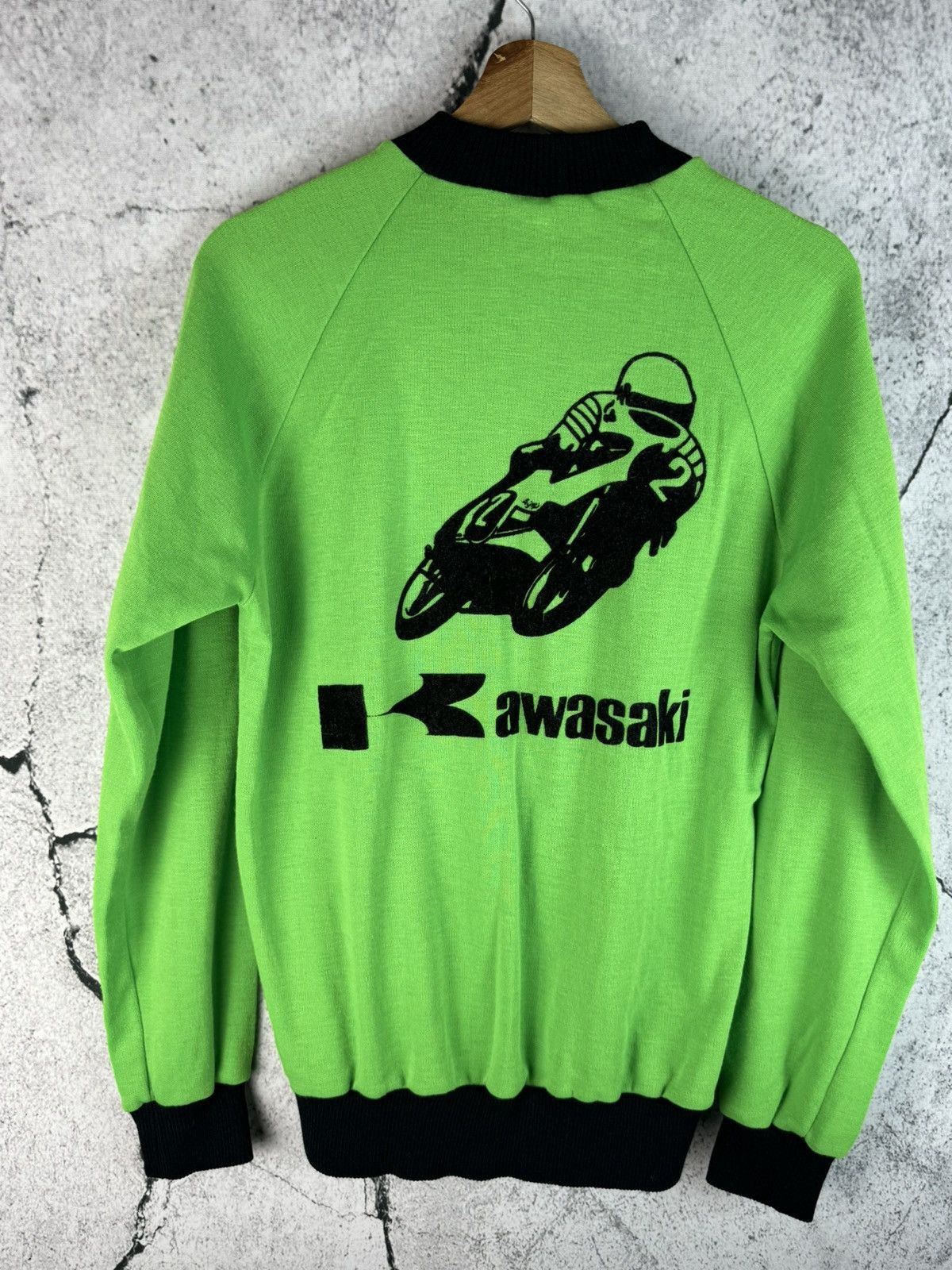 Vintage Vintage Kawasaki Moto Racing Sweatshirt 90s Size US M / EU 48-50 / 2 - 2 Thumbnail