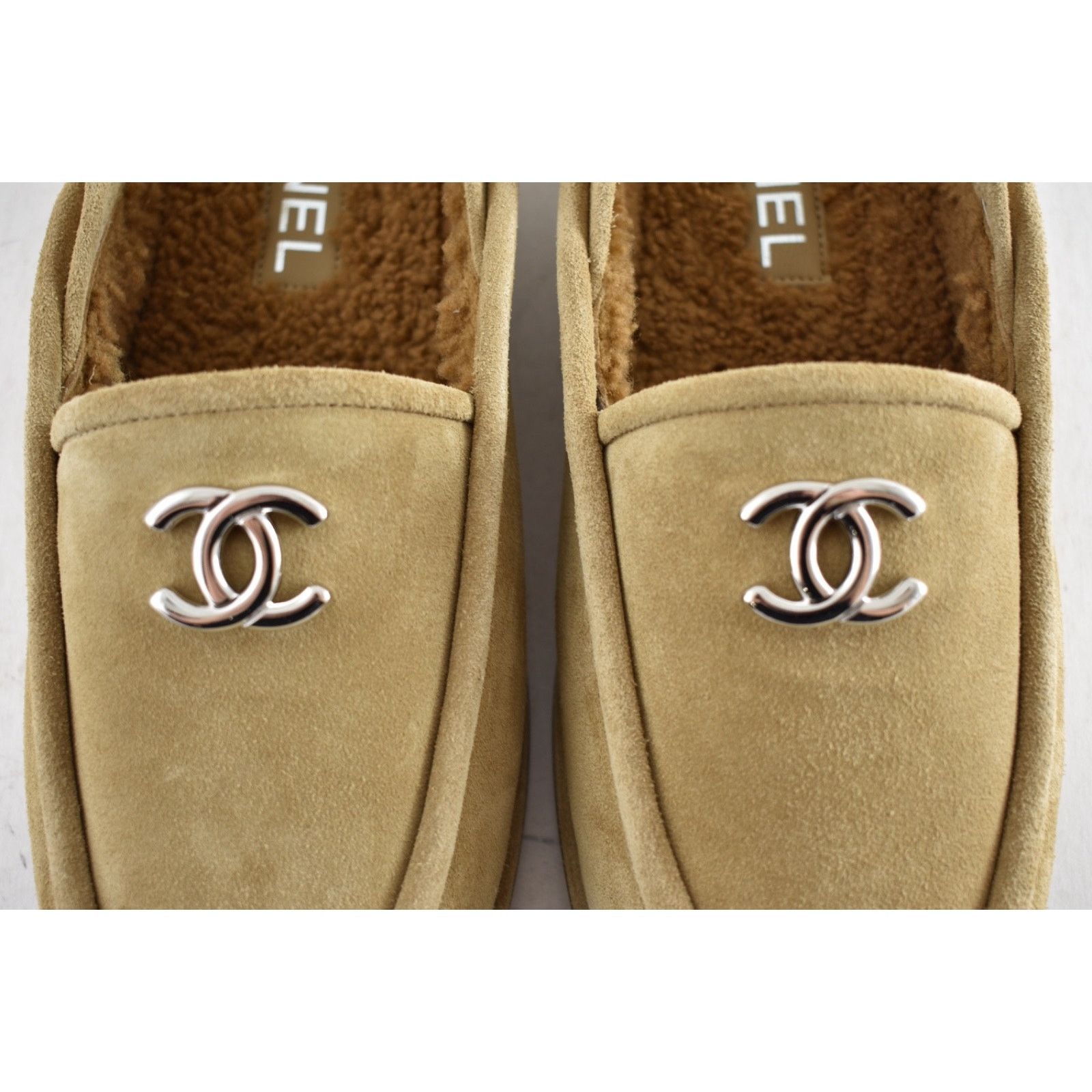 Chanel Chanel Dark Beige Suede Shearling Slingback Loafer Flat 41 Size US 10 / IT 40 - 10 Thumbnail