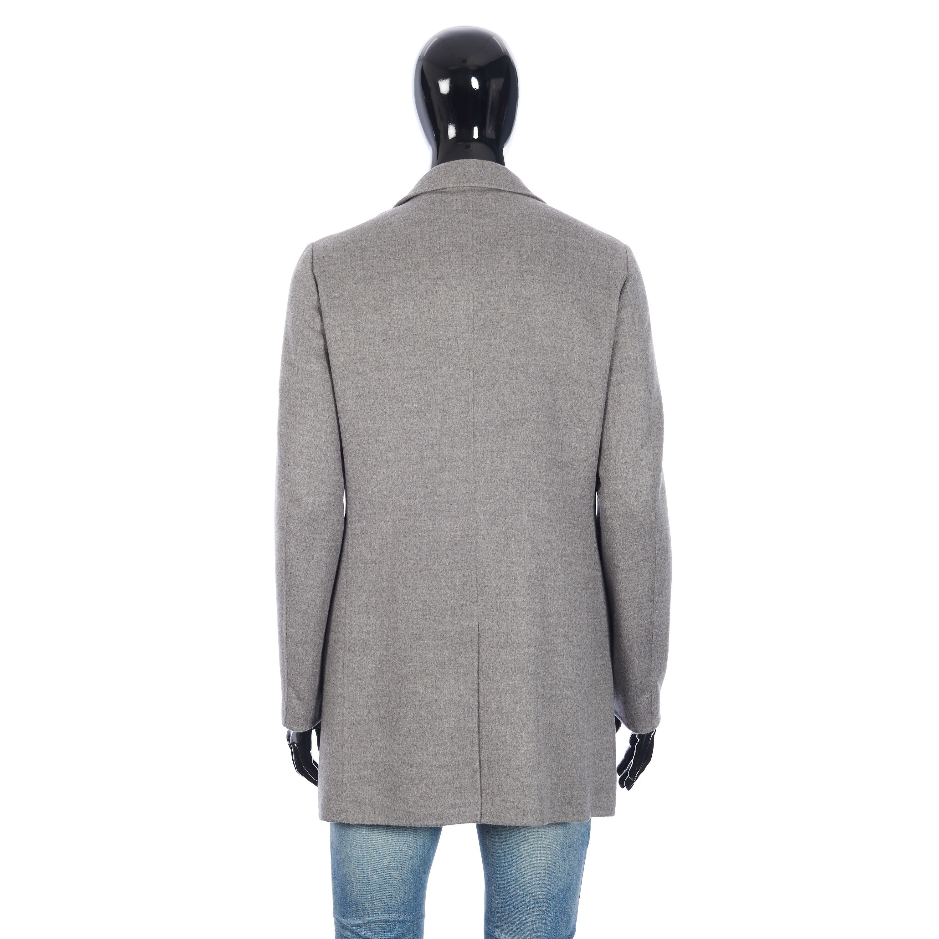 Single-Breasted Coat In Grey Double-Faced Cashmere
