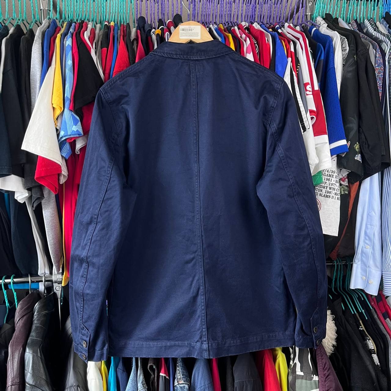 Edwin EDWIN Simple Post Blazer Chore Workwear Blue Denim Jacket Size US L / EU 52-54 / 3 - 7 Thumbnail