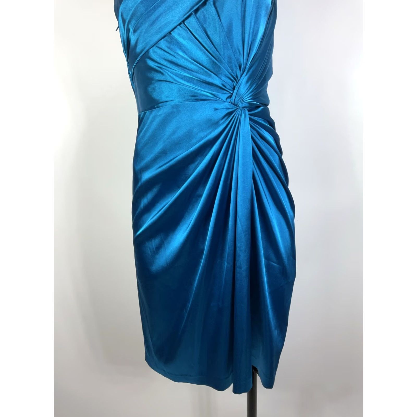 Adrianna Papell Adrianna Papell Satin One Shoulder Evening Dress sz 2 Formal Shiny Bright Blue Dress Size XS / US 0-2 / IT 36-38 - 4 Thumbnail