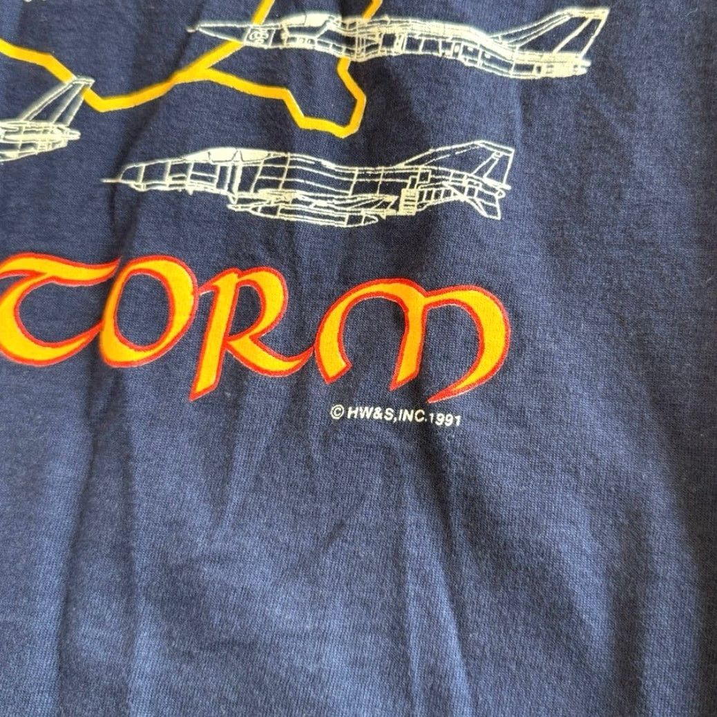Jerzees VINTAGE 90s JERZEES T-SHIRT Army Military Desert Storm Planes Fighter Jets Short Sleeve Blue S Mens Adult Small Size US S / EU 44-46 / 1 - 4 Thumbnail