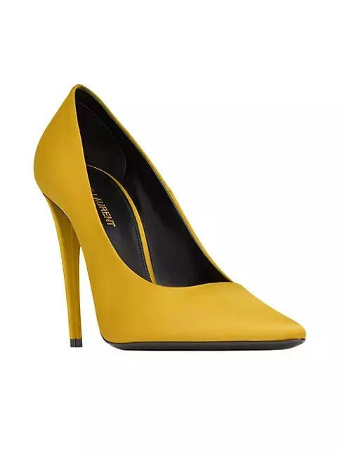Saint Laurent Paris oc11z1125 Monceau Pumps In Satin Crepe in Yellow Ochre Size US 12 / IT 42 - 2 Thumbnail