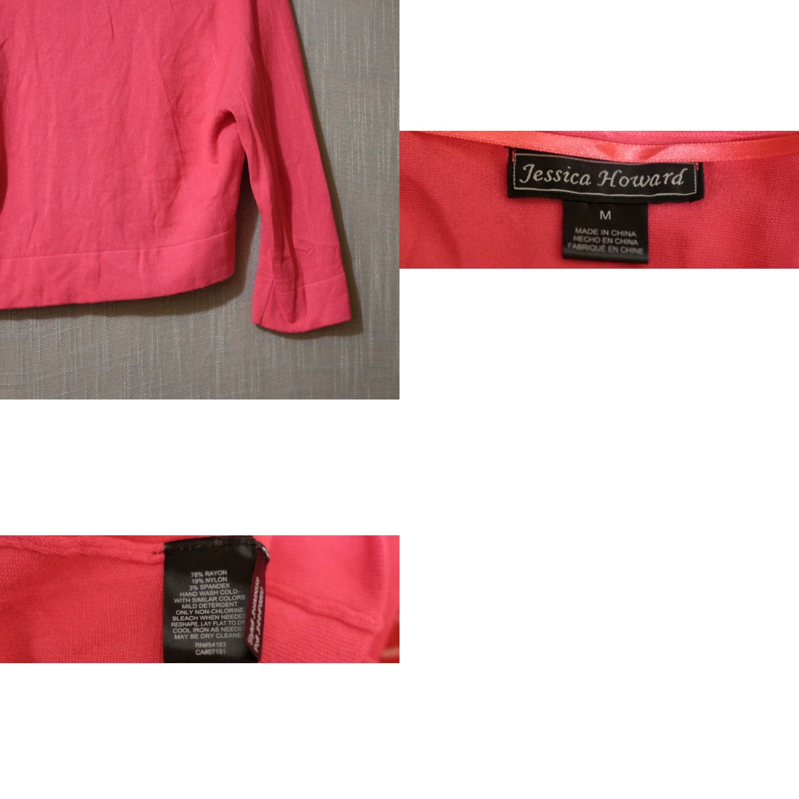 Vintage Jessica Howard Cropped Cardigan Shrug Sweater 3/4 Sleeve Pink Womens M #A-73 Size M / US 6-8 / IT 42-44 - 8 Thumbnail