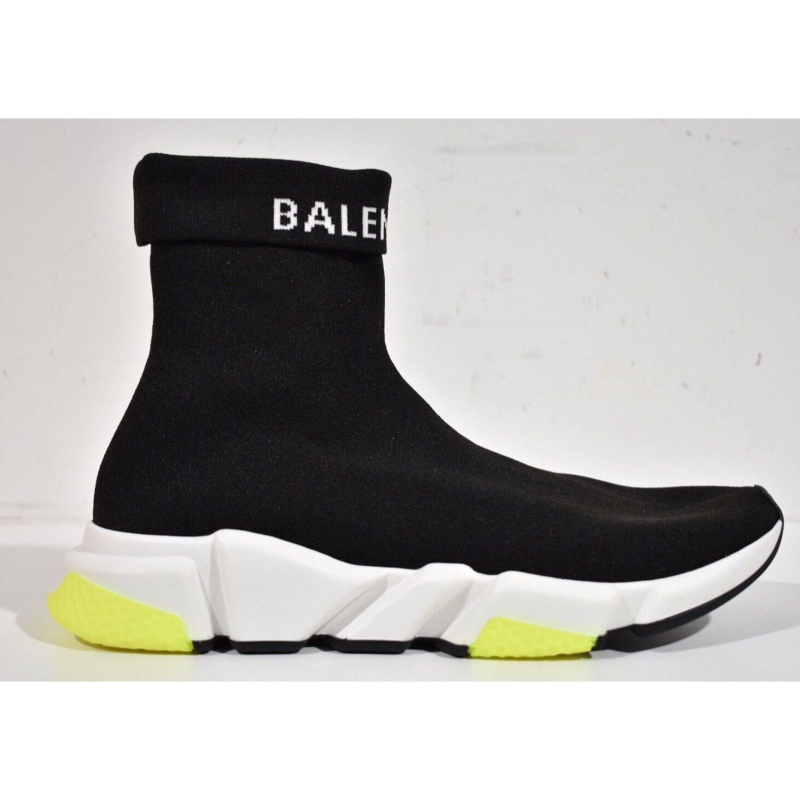 Balenciaga Balenciaga Mens Sock Speed Black White Yellow Logo Size US 10 / EU 43 - 2 Thumbnail