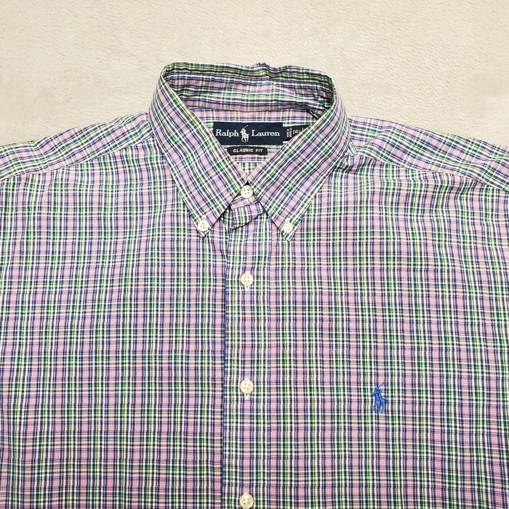 Ralph Lauren Ralph Lauren Shirt Men Large Lavender Green Plaid Button-Down Casual Pony Classic Fit Size US L / EU 52-54 / 3 - 2 Thumbnail