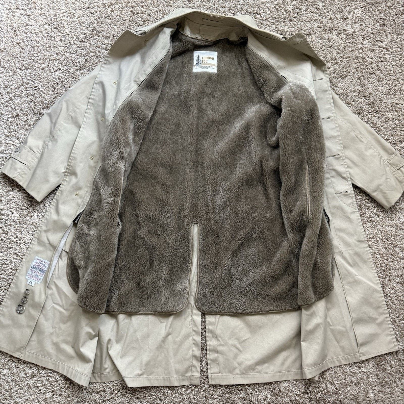 London Fog × Vintage London Fog Trench Coat Tan Overcoat Jacket Fleece Lined Size US M / EU 48-50 / 2 - 2 Thumbnail
