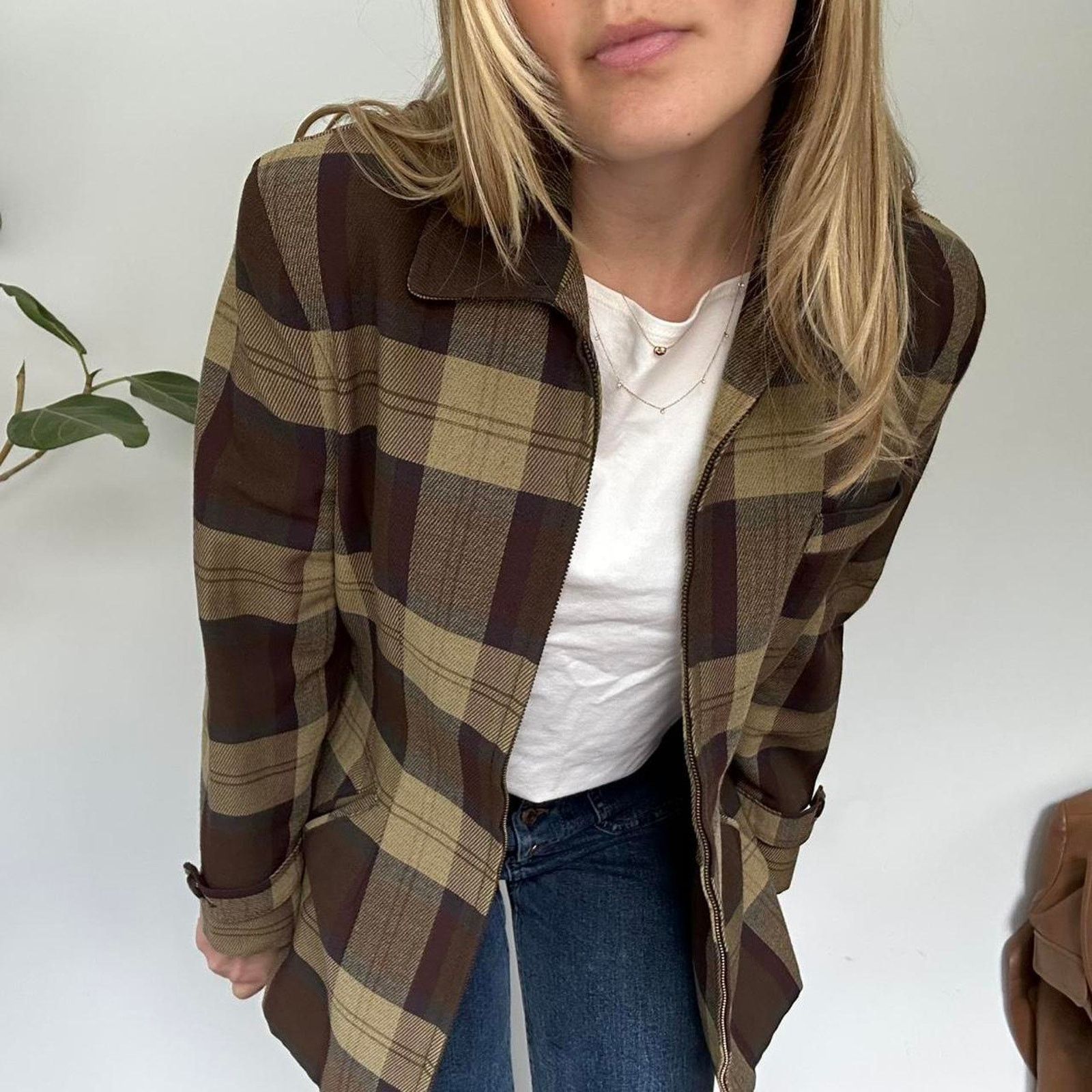 Other Vintage Brown and Tan Plaid Wool Jacket (S) Size S / US 4 / IT 40 - 5 Thumbnail