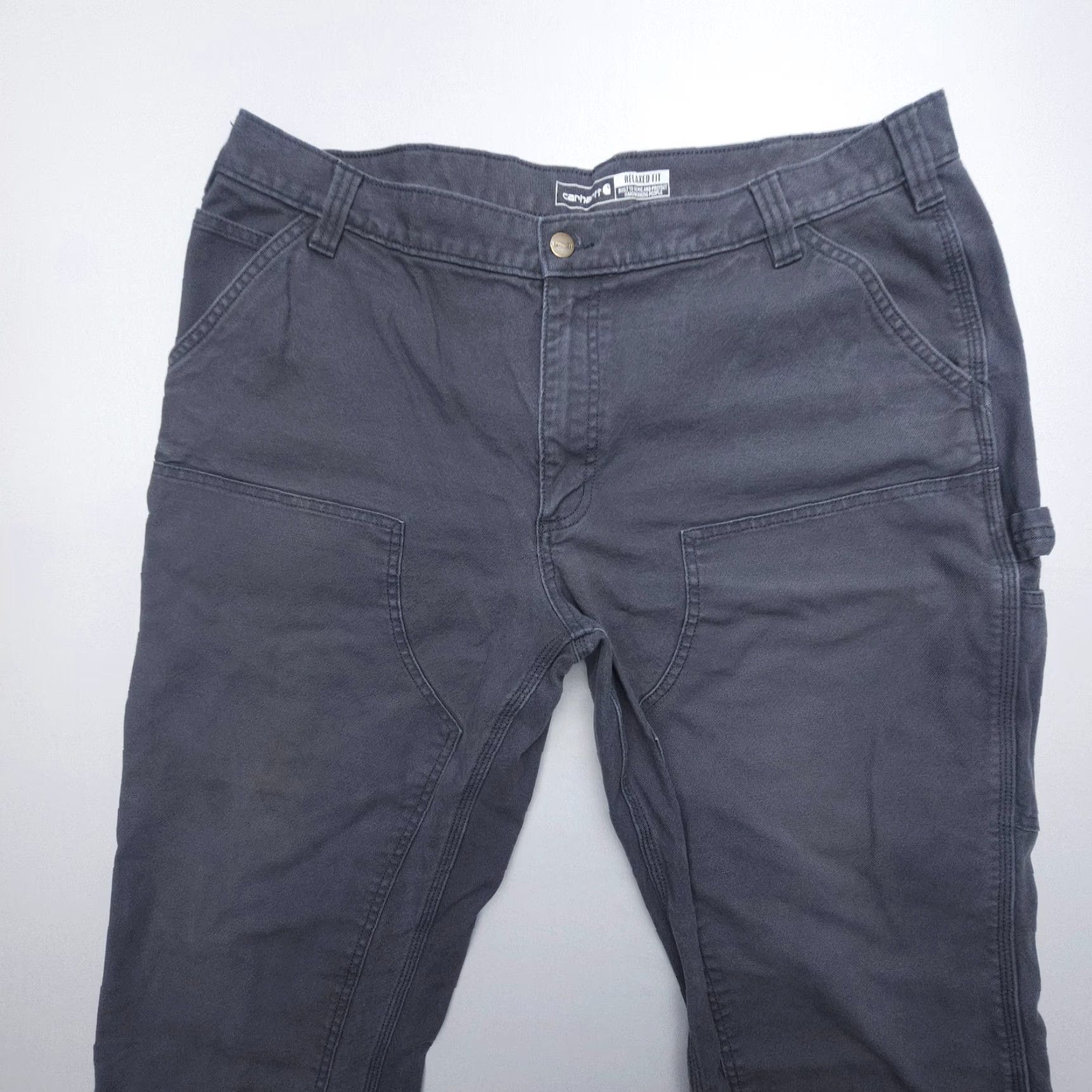 Carhartt Carhartt Rugged Flex Relaxed Canvas Double Knee Work Pants Mens 40 x 30 Inseam 30 Gray Flat Front 5-Pocket Logo Comfort Pockets Stretch Carpenter Size US 40 / EU 56 - 4 Thumbnail