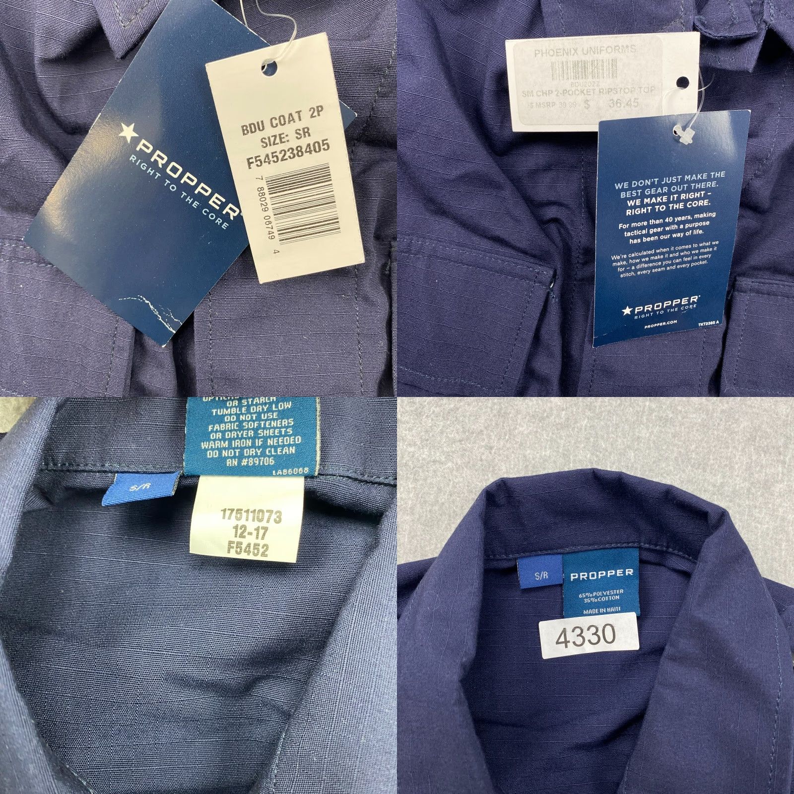Propper PROPPER Jacket Mens S Blue Button Up Military BDU Canvas 2 Pockets All Seasons Casual Workwear NWT Size US S / EU 44-46 / 1 - 8 Thumbnail