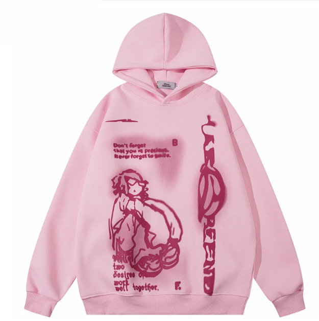 Pink Fire Oversized Hoodie