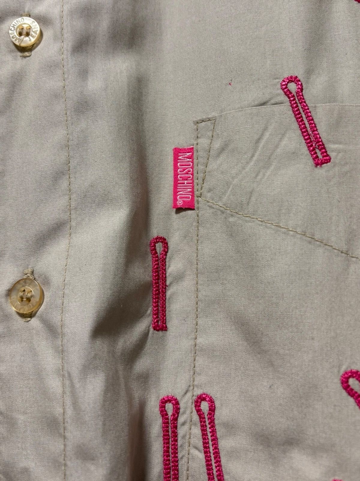 Moschino Archives Moschino Jeans Shirt Italy Beige Pin Embroidery AOP Size US L / EU 52-54 / 3 - 3 Thumbnail