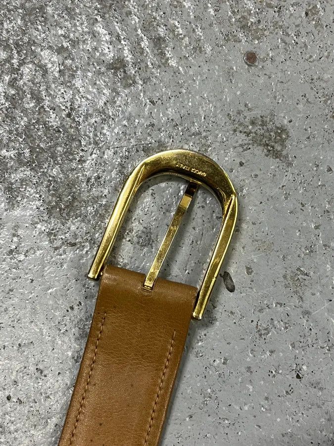 Gucci 2000s Gucci Monogram Golden Buckle Leather Belt Size ONE SIZE - 6 Thumbnail