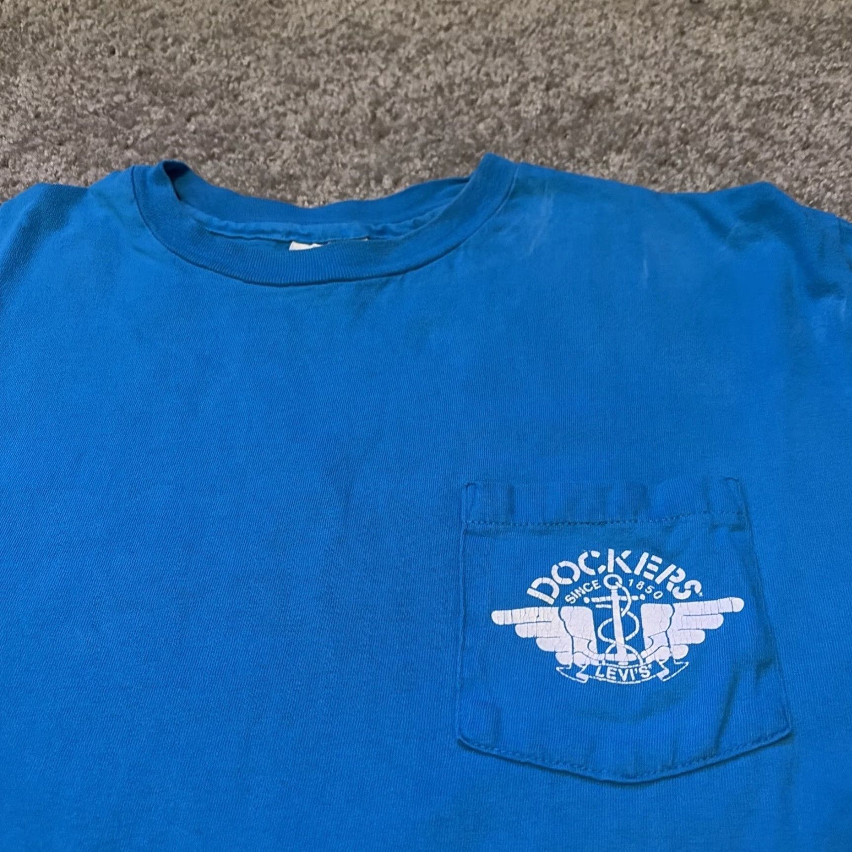 Hanes VINTAGE Dockers Levi’s Denim Promo Blue Pocket T-SHIRT XL Size US XL / EU 56 / 4 - 3 Thumbnail