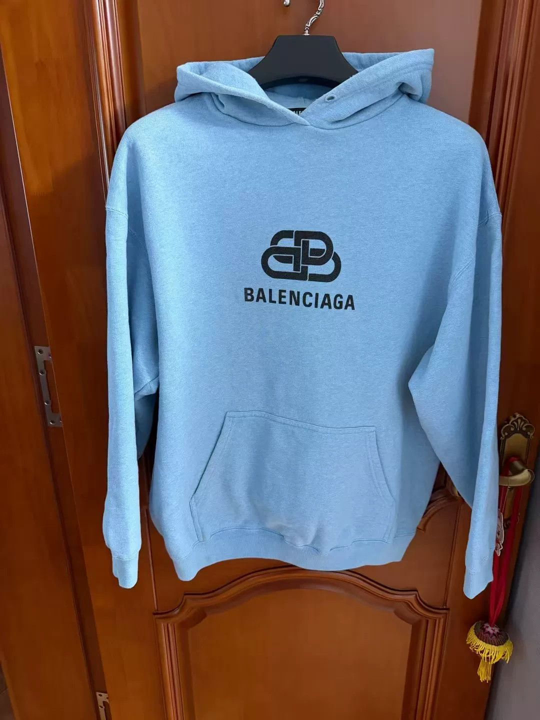 balenciaga sky blue hooded sweatshirt m size
