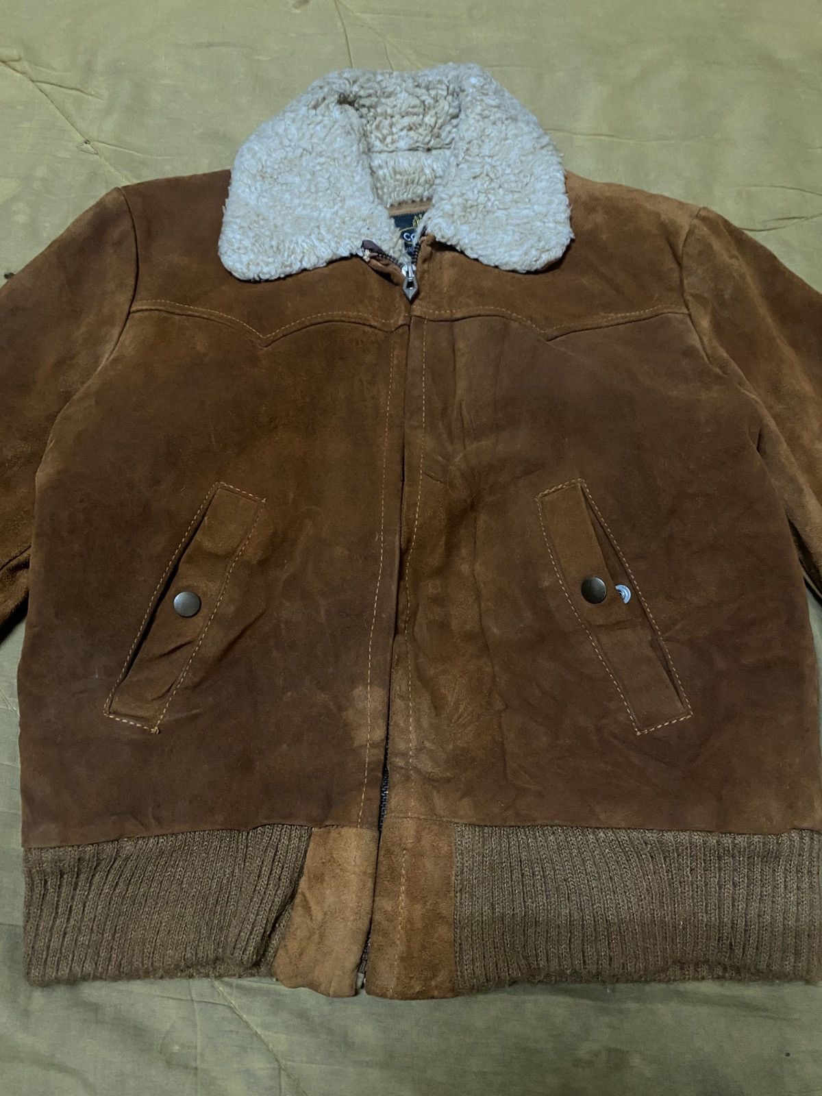 Cooper Vtg 80s Cooper Nicely Faded Shearling Suede Leather Jacket Size US S / EU 44-46 / 1 - 4 Thumbnail