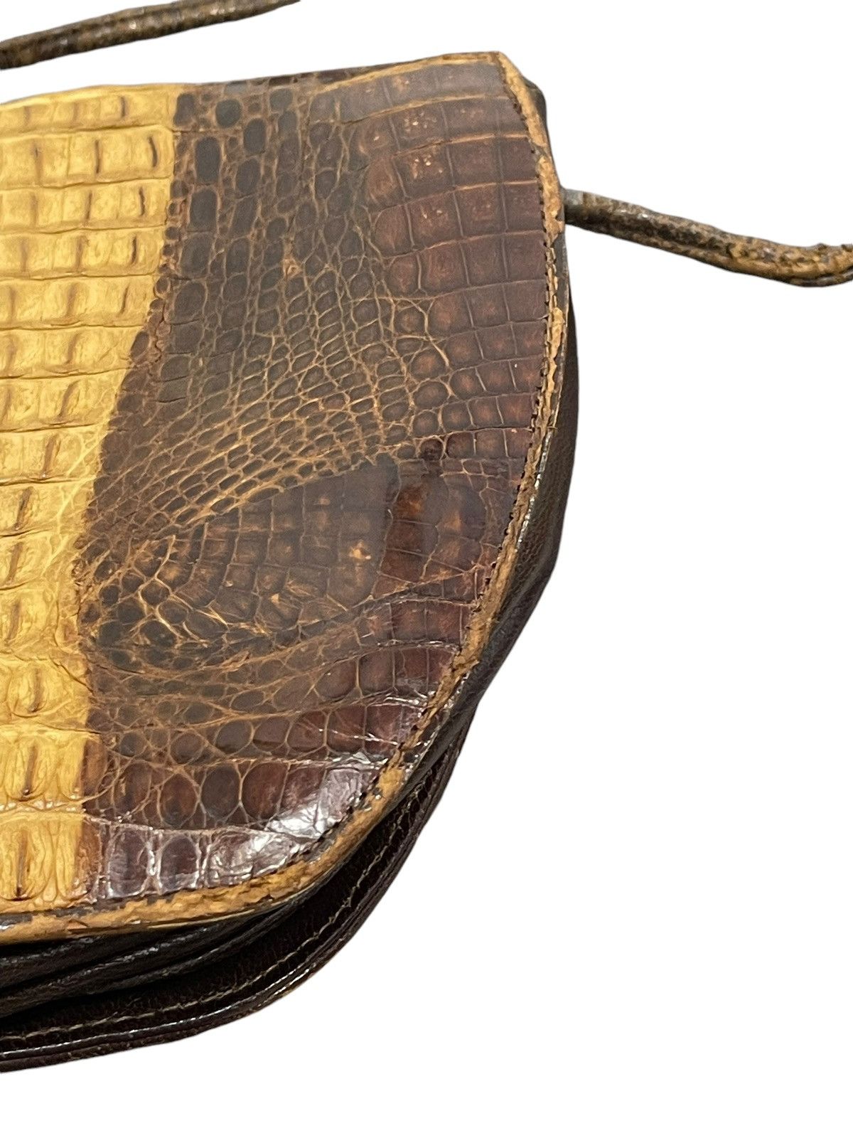 Leather Crocodile Skin Patina Vtg Unknown Japan Cross Body Bag 1🟩1 Size ONE SIZE - 10 Thumbnail