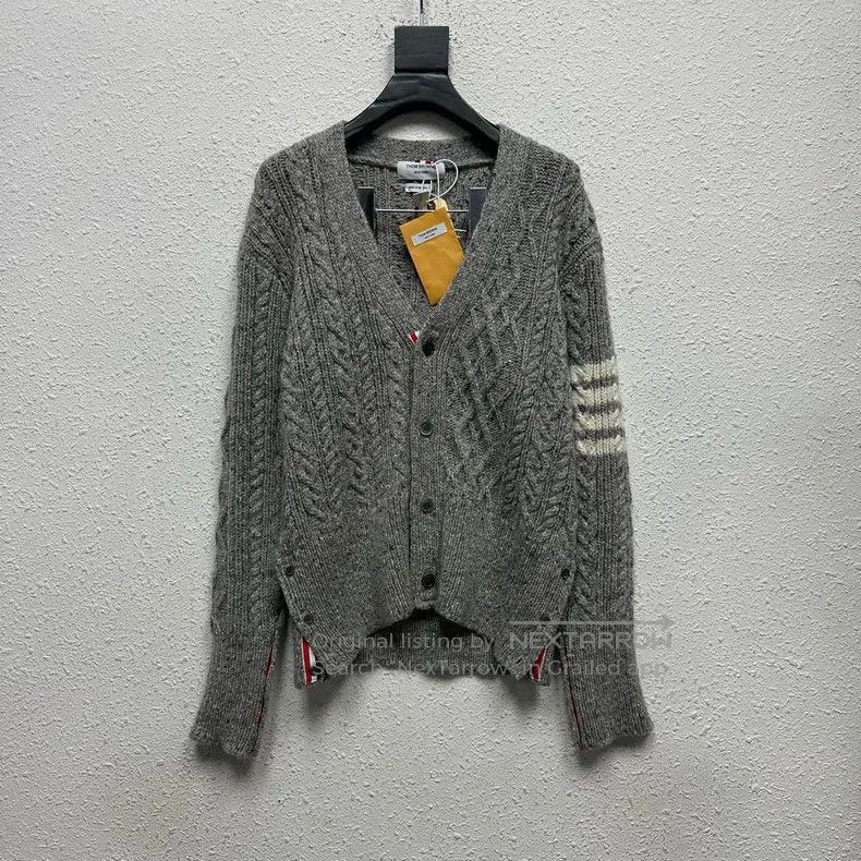 Thom Browne Thom Browne Four-Stripe Gray Cardigan Size US XL / EU 56 / 4 - 1 Thumbnail