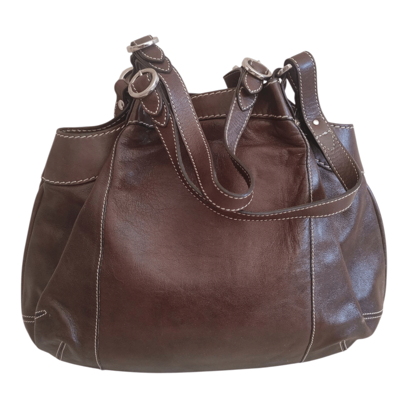 Hogan Hogan Vintage Cognac Brown Leather Shoulder Bag Made Italy Size ONE SIZE - 3 Thumbnail