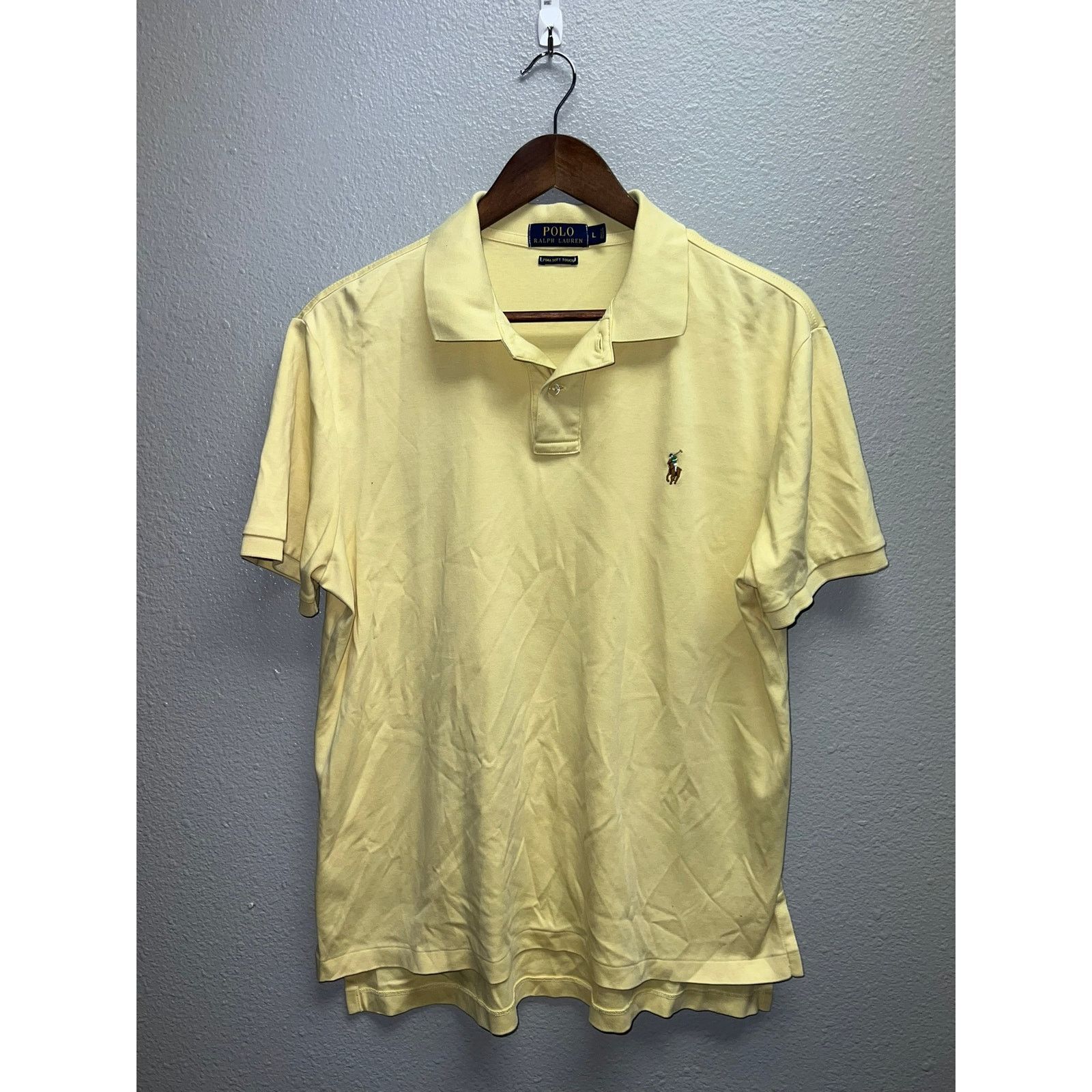 Vintage Polo Ralph Lauren Yellow Polo Shirt Short Sleeve Pony Large Size US L / EU 52-54 / 3 - 1 Thumbnail