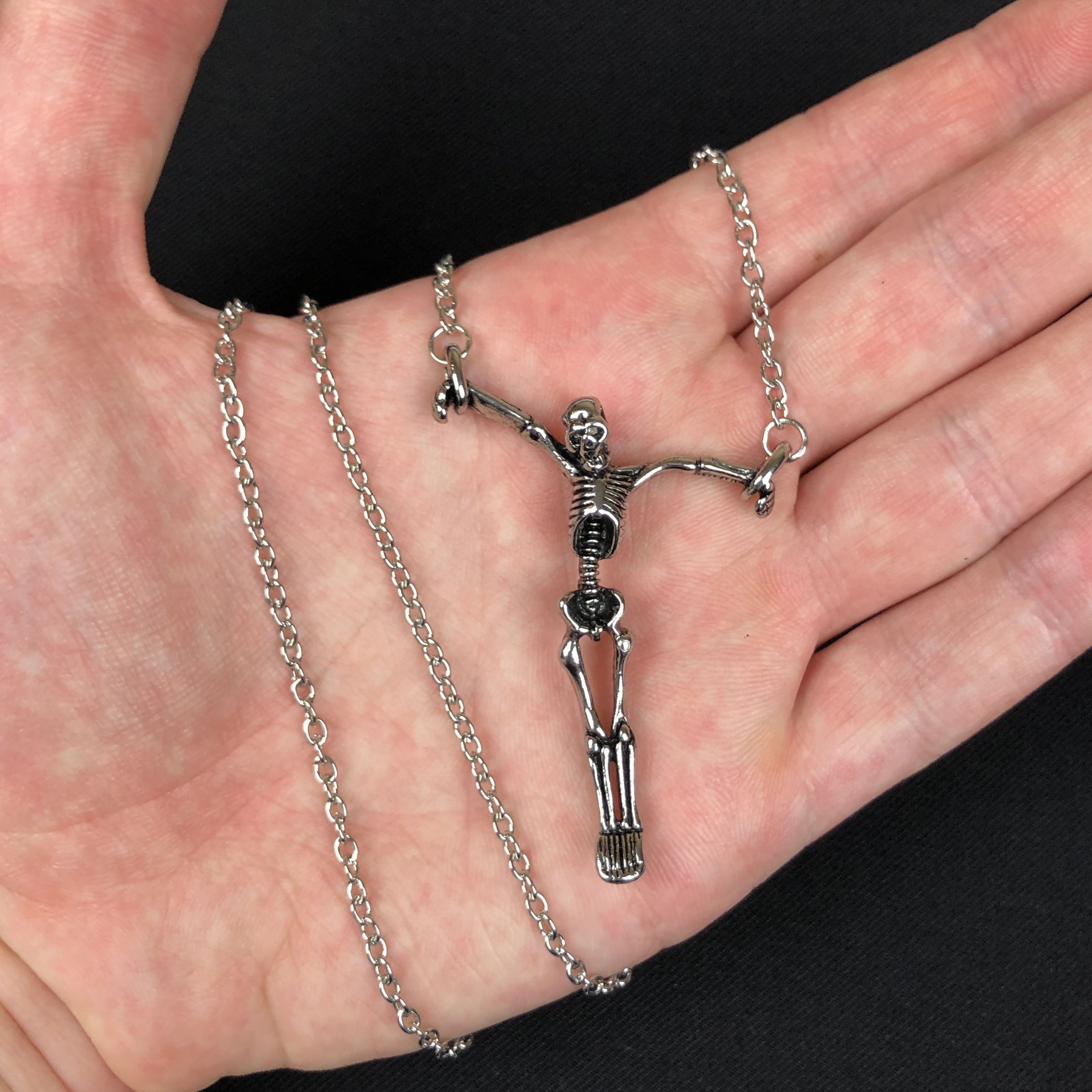 Jewelry Skeleton Necklace Punk Gothic Chain in Silver, Men's