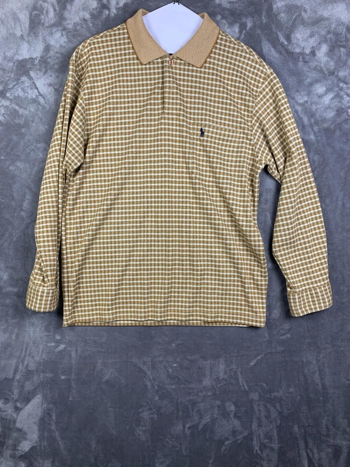 Polo Ralph Lauren Vintage 90's Polo Ralph Lauren Mens Brown Gingham POLO (271) Size US L / EU 52-54 / 3 - 1 Thumbnail