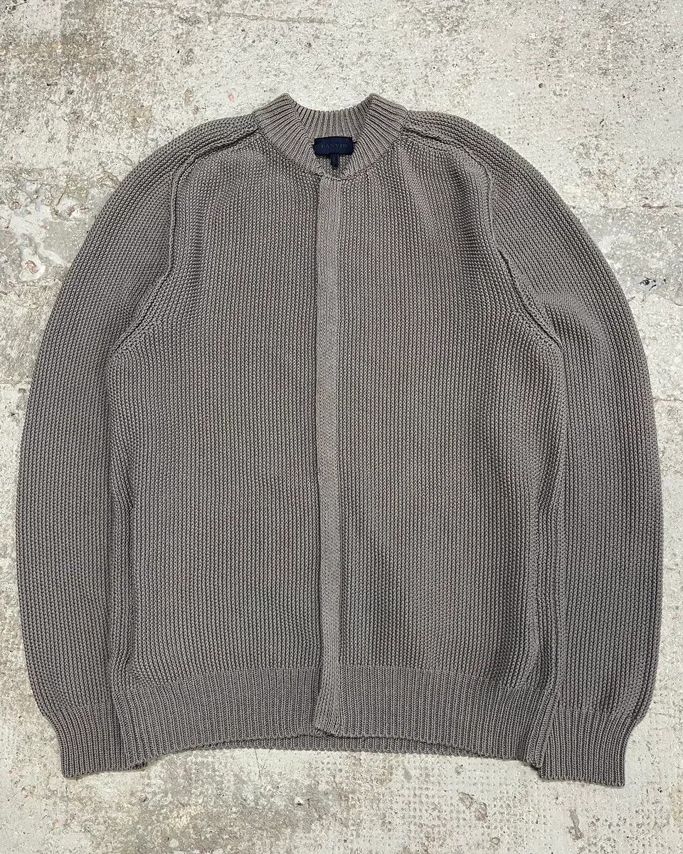 Lanvin × Vintage Lanvin Grey Wool Zip-up Minimalist Sweater Size US L / EU 52-54 / 3 - 1 Thumbnail