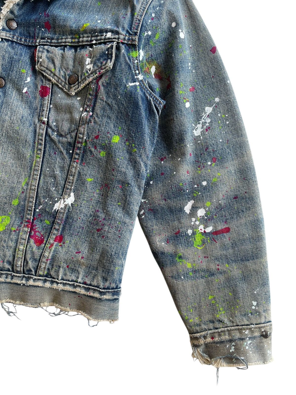 Levi's Vintage Clothing SICK❗️70s Levis Sherpa Paint Splatter Trucker Denim Jacket Size US S / EU 44-46 / 1 - 9 Thumbnail