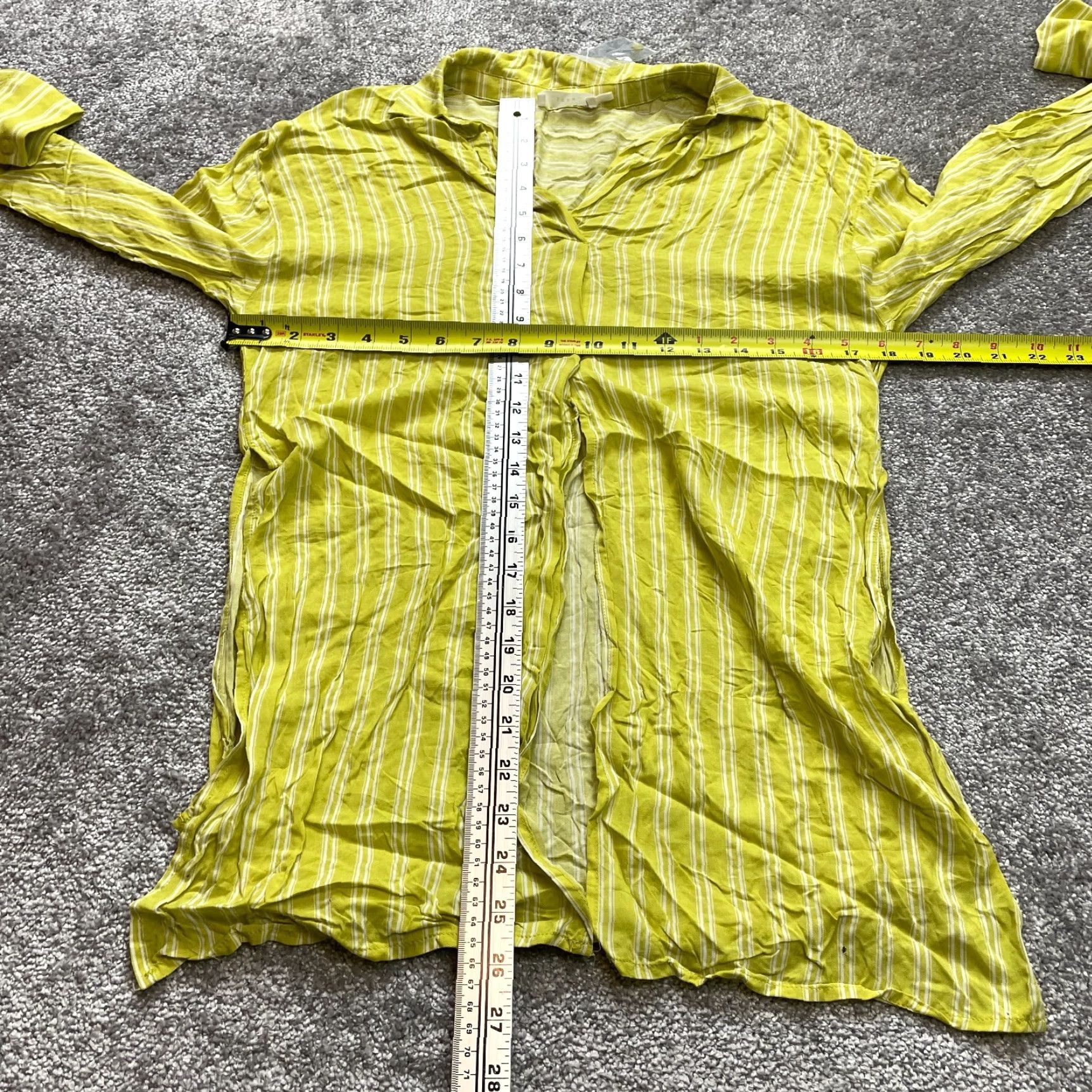 Vintage Lush Button-Up Shirt Womens XS Yellow Striped Long Sleeve Rayon Sturdiness Top Size XS / US 0-2 / IT 36-38 - 4 Thumbnail