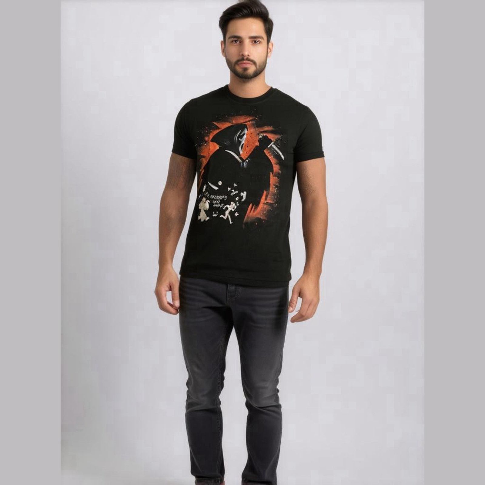 Gildan Goth Streetwear Grim Reaper Graphic Tee Black Gildan Heavy S Size US S / EU 44-46 / 1 - 7 Thumbnail