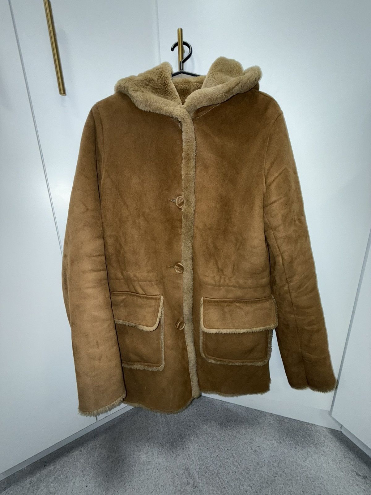 Vintage Vintage Shearling Hooded Coat – Brown Suede – Size 38 Size M / US 6-8 / IT 42-44 - 2 Thumbnail