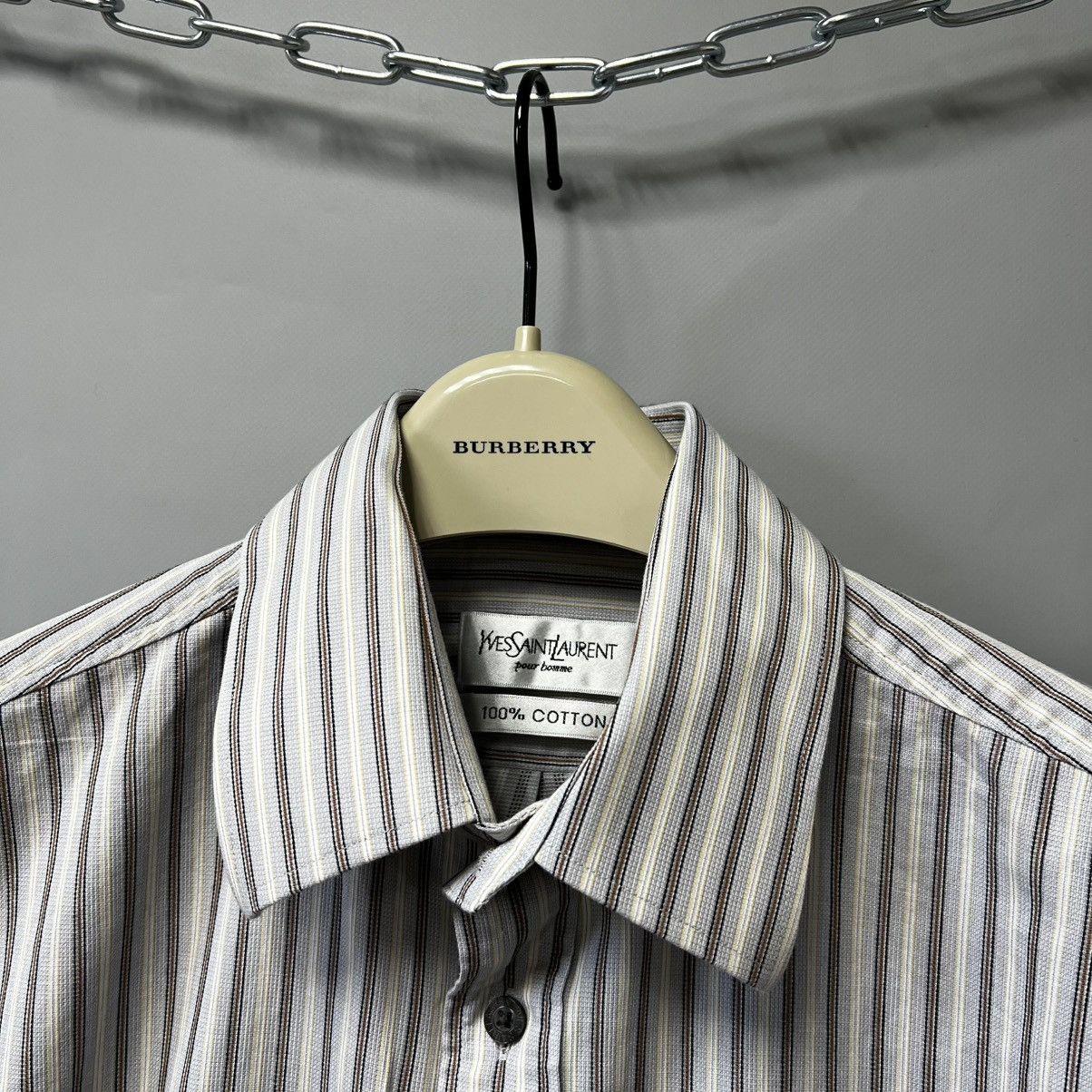 Vintage × Yves Saint Laurent Yves Saint Laurent Vintage Striped Shirt y2k Size US M / EU 48-50 / 2 - 2 Thumbnail