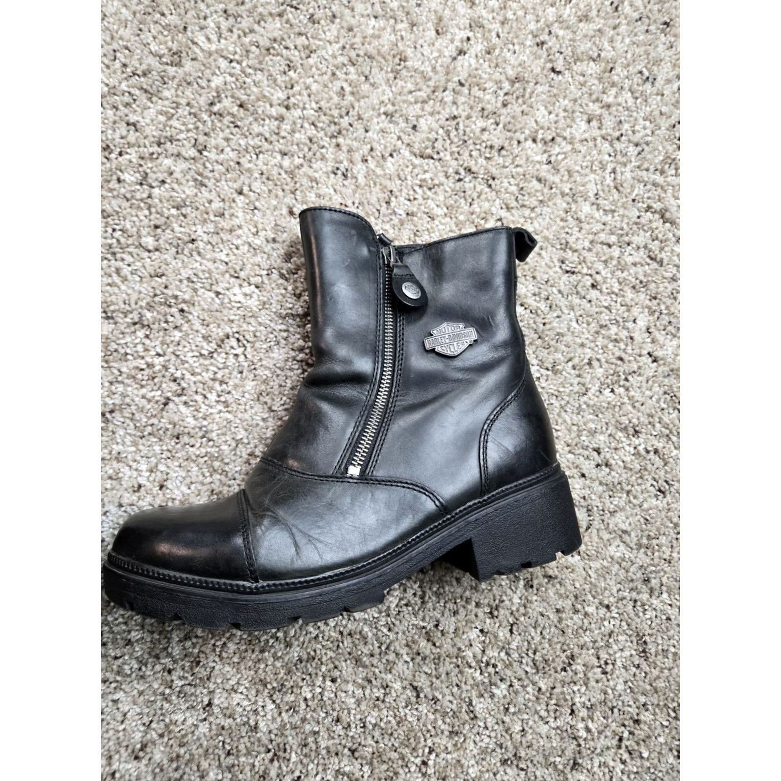 Harley Davidson VINTAGE Harley-Davidson Amherst Leather Riding Boots Women 8.5 Black Leather D84236 Size US 7 / IT 37 - 3 Thumbnail