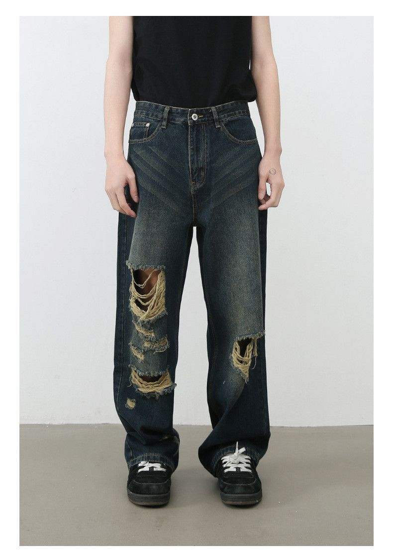Japanese Brand × Jean American high street retro ripped jeans for men Size US 32 / EU 48 - 1 Thumbnail