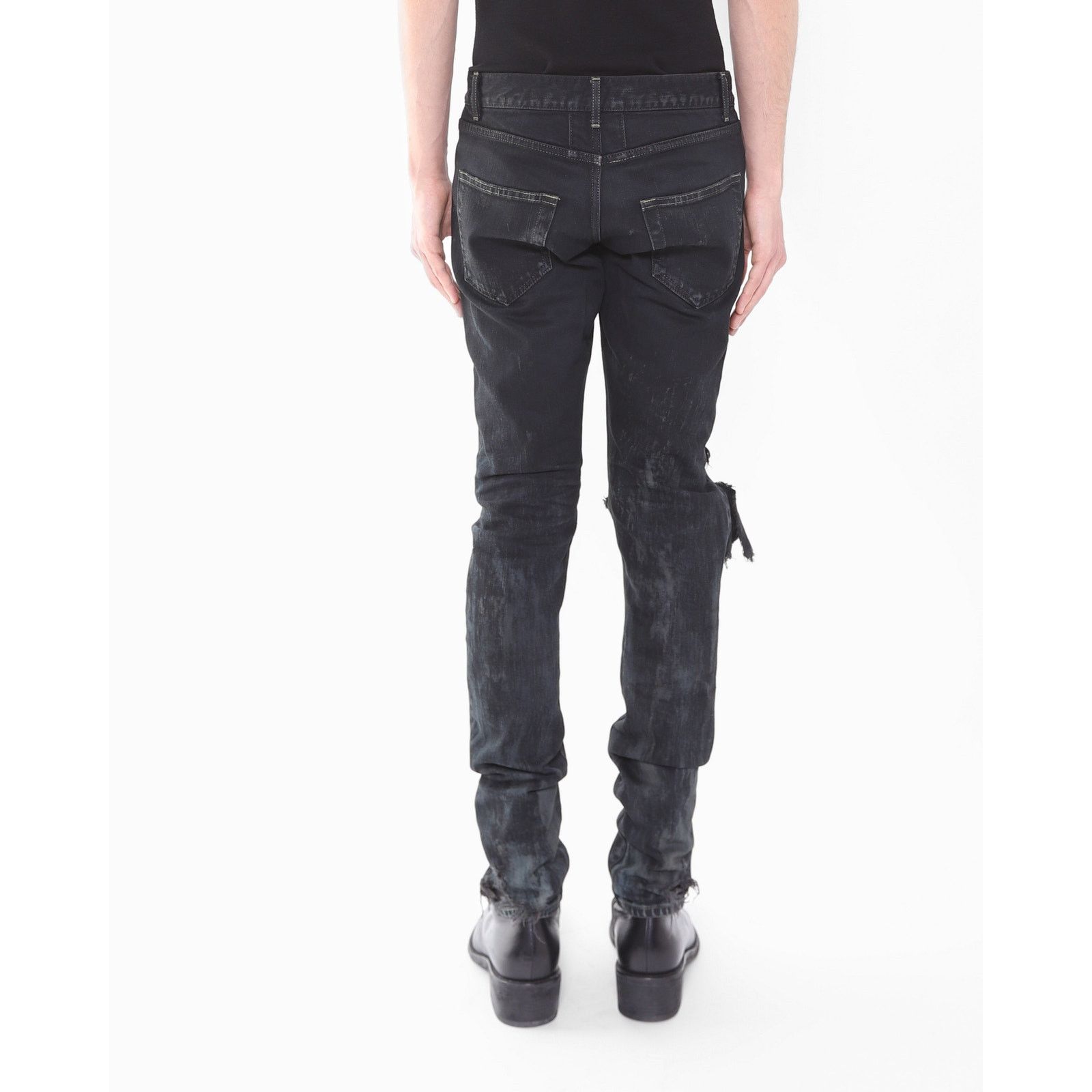 Saint Laurent Paris FW14 Crash Jeans in Black Oil Spill Denim Size US 29 - 3 Thumbnail