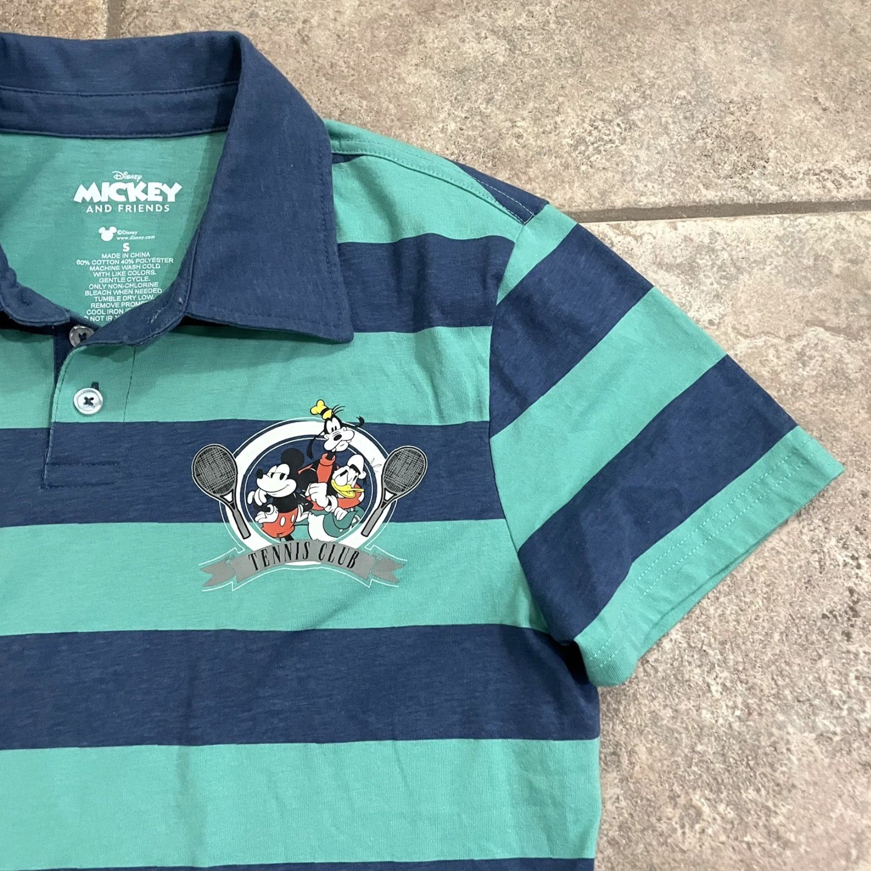 Disney Disney Mickey and Friends striped polo Tennis shirt cotton blend Mens Size S Size US S / EU 44-46 / 1 - 2 Thumbnail