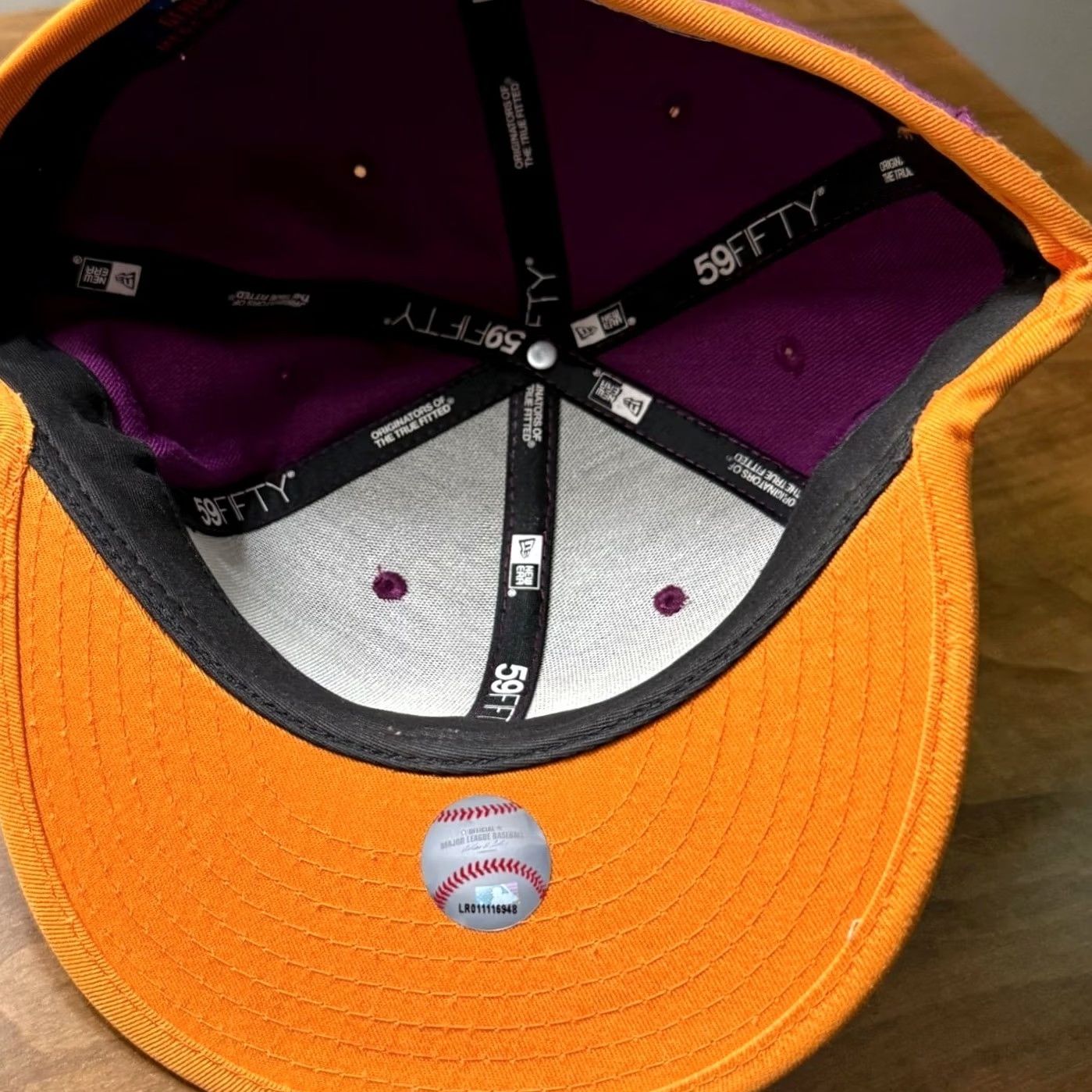 New Era New Era 59FIFTY Hat Mens 7 7/8 Purple Orange New York Yankees Fitted MLB Cap Size ONE SIZE - 6 Thumbnail