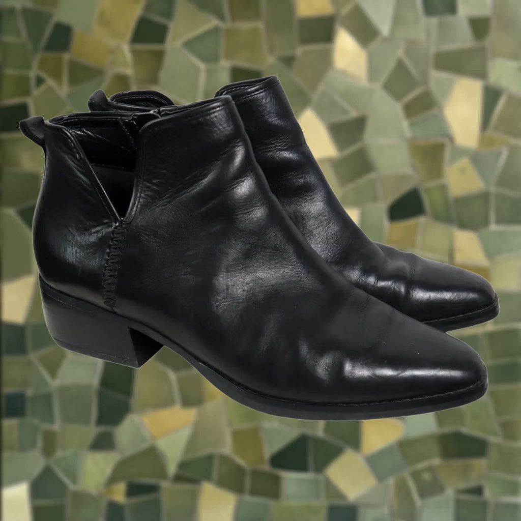 Franco Sarto Franco Sarto Sarto Black Leather Block Heel Ankle Boots Bootie Women 8.5 Leather Zip Low 1.5in Casual Fall Spring- Womens Size US 9 / IT 39 - 1 Thumbnail