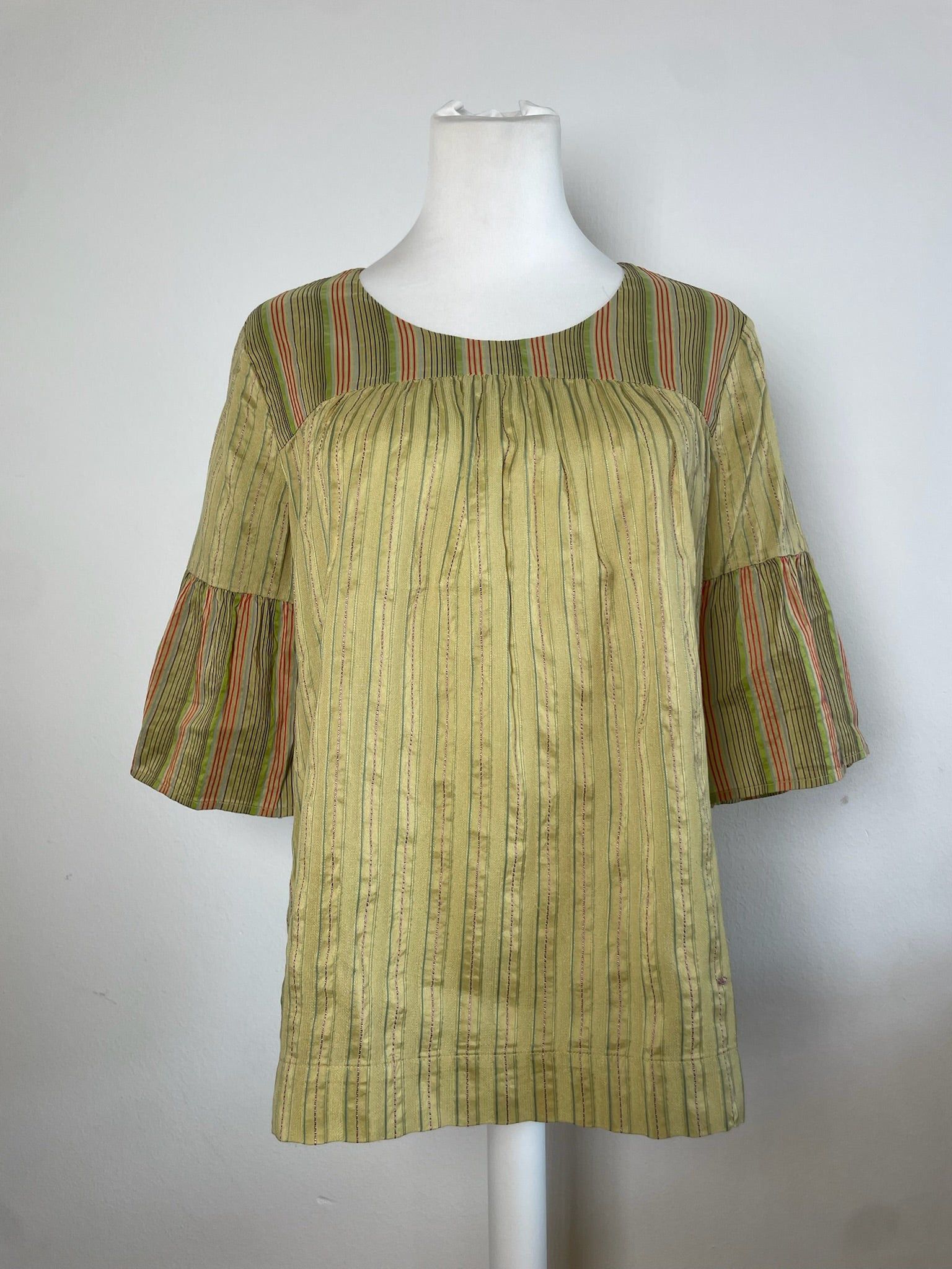 Other Vintage Etro Striped Silk Top Green Orange IT44 Size S / US 4 / IT 40 - 1 Thumbnail