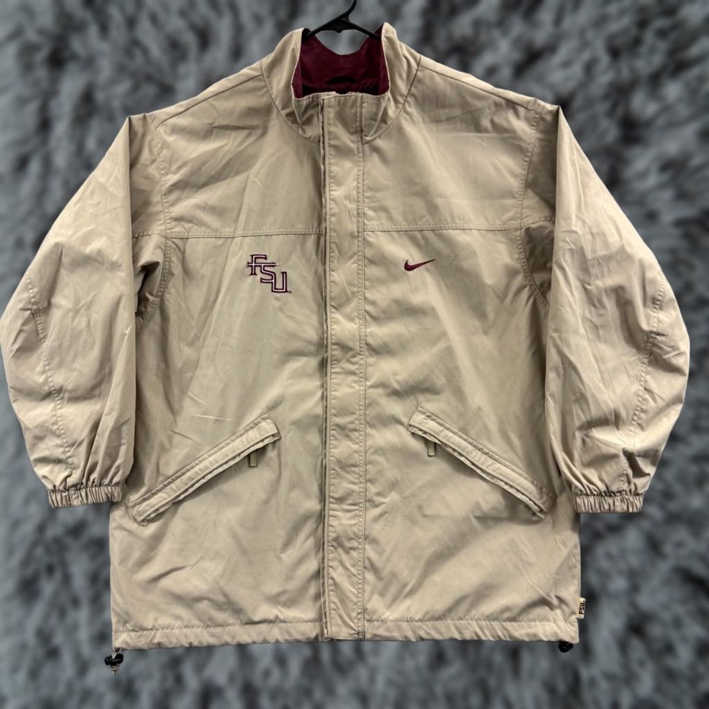 Nike VINTAGE Nike Florida State Seminoles Jacket Mens Large Beige Full Zip 90s Football Size US L / EU 52-54 / 3 - 1 Thumbnail