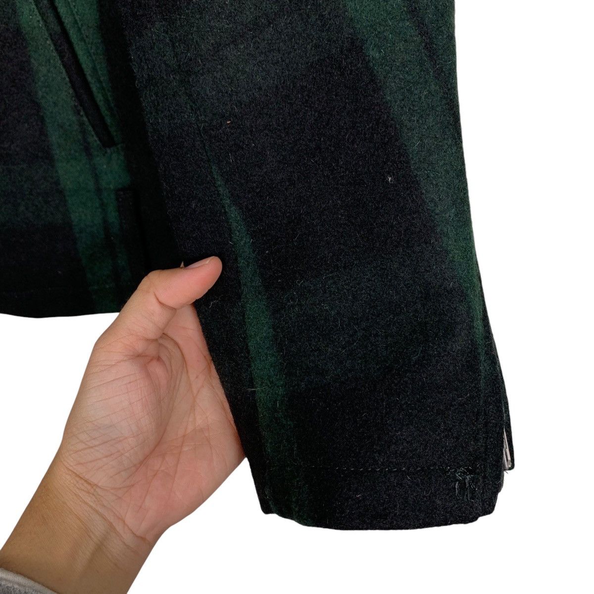 Japanese Brand CORISCO Green Tartan Double Collar Wool Jacket #1649-C73 Size US M / EU 48-50 / 2 - 13 Thumbnail