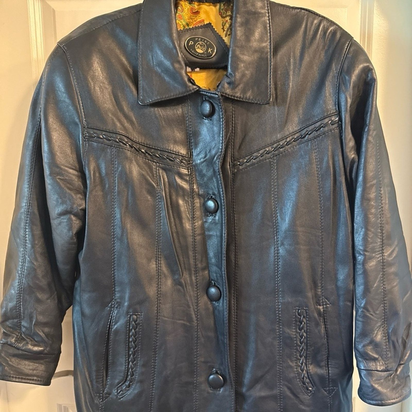 Other Vntg braided leather mid length black leather jkt Size med. Size M / US 6-8 / IT 42-44 - 3 Thumbnail