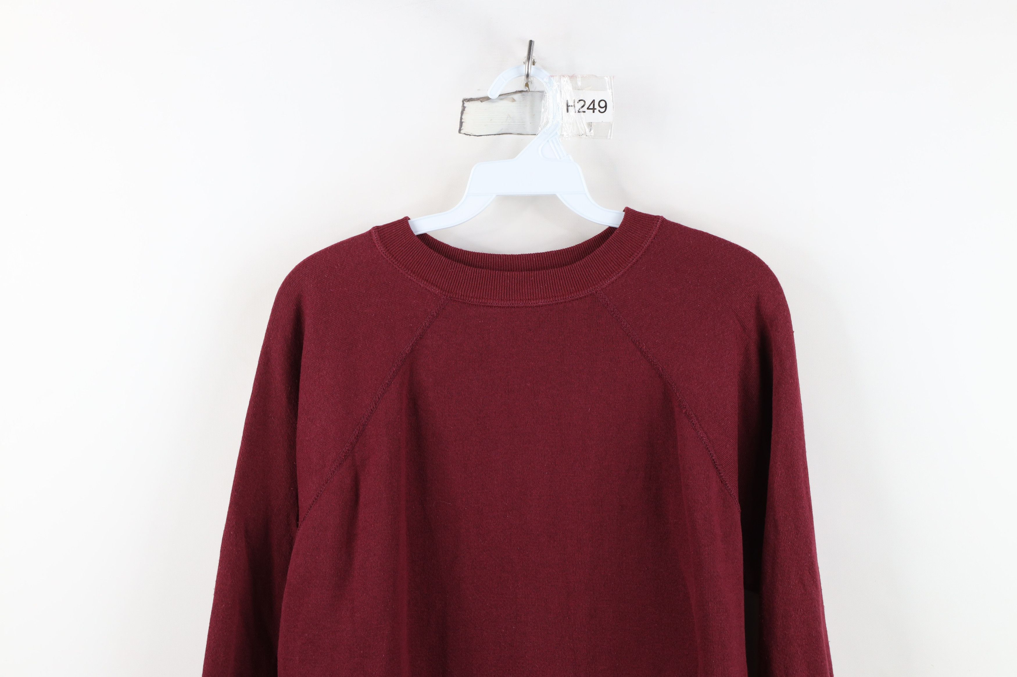 Vintage Vintage 70s 80s Streetwear Raglan Sweatshirt Burgundy USA Size L / US 10 / IT 46 - 2 Thumbnail