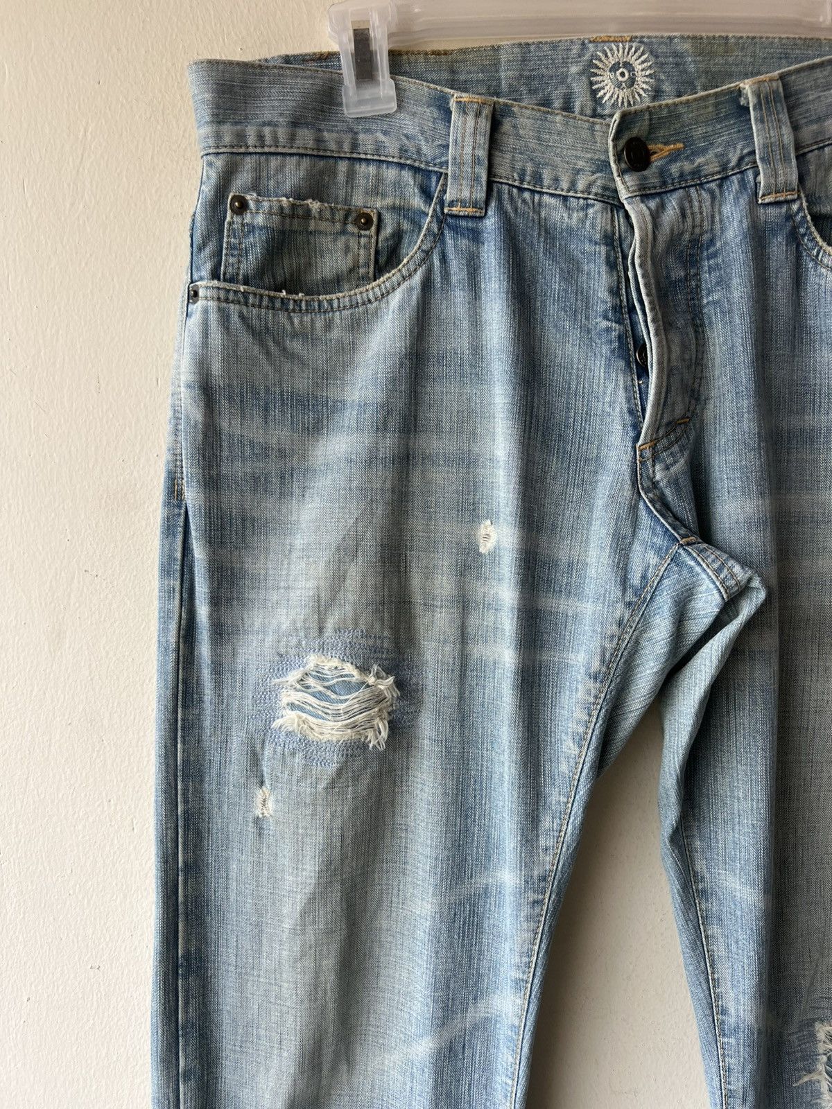 5351 POUR LES HOMMES Epoca Uomo Japan Distressed Dirty Mud Denim Bootcut Jeans Size US 32 / EU 48 - 10 Thumbnail