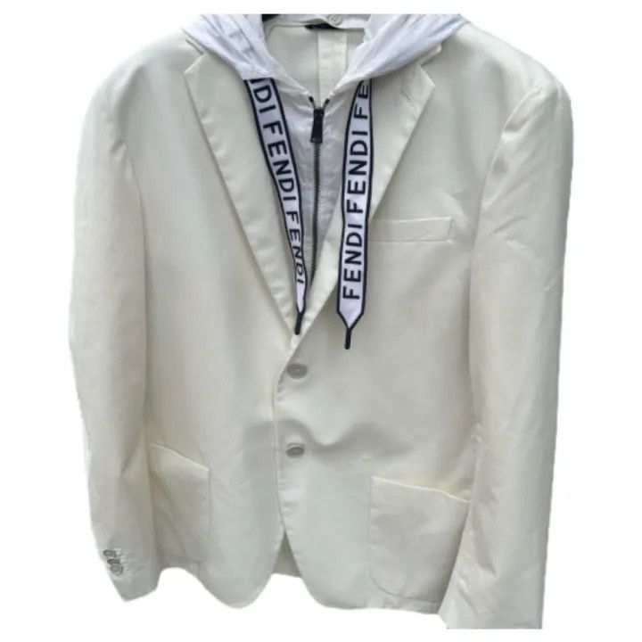 Fendi Layered Hooded Jacket in White 0079