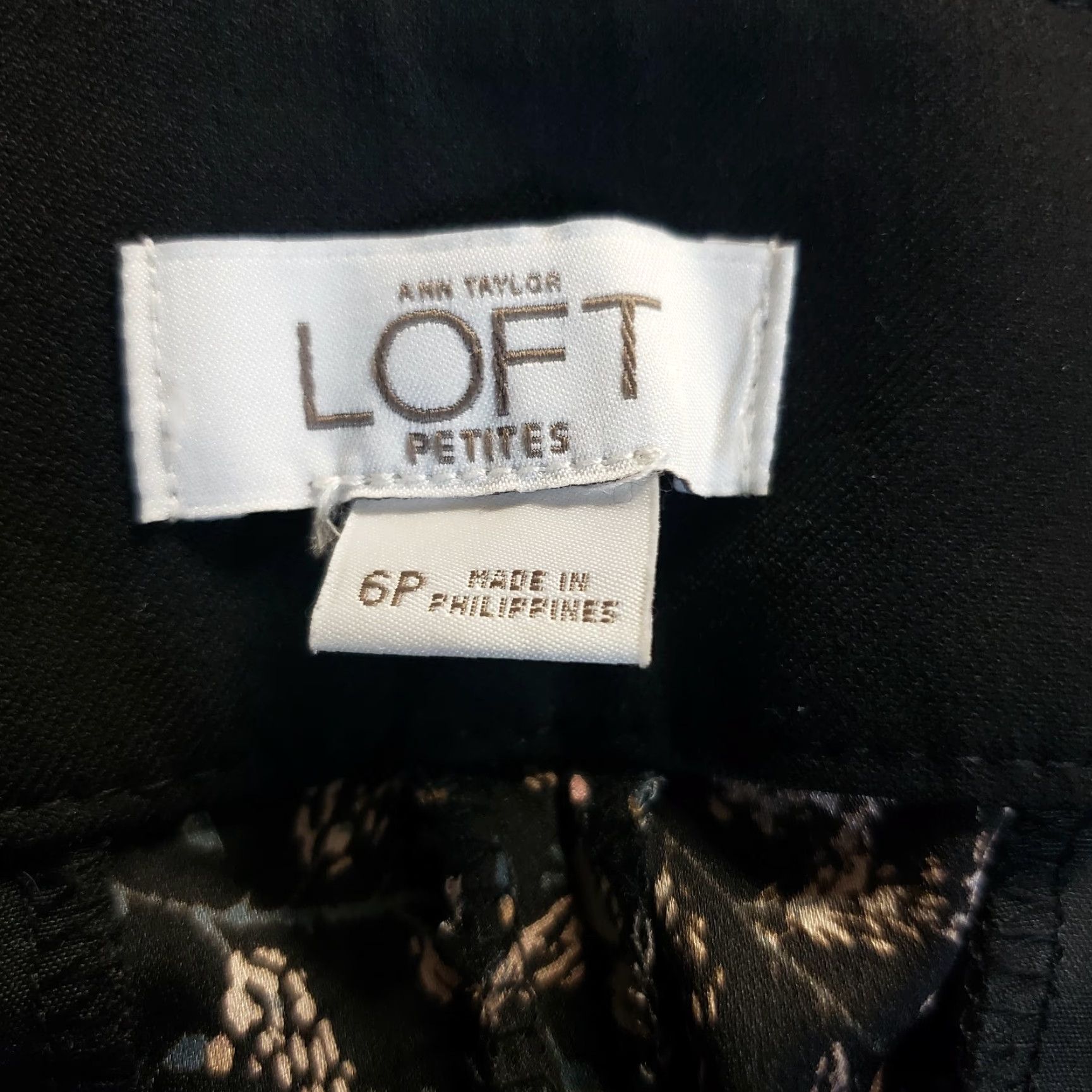 Ann Taylor VINTAGE: Ann Taylor LOFT Womens Cropped Pants Sz 6P Black Green Floral Cuffed Mid Rise Size 28" / US 6 / IT 42 - 6 Thumbnail